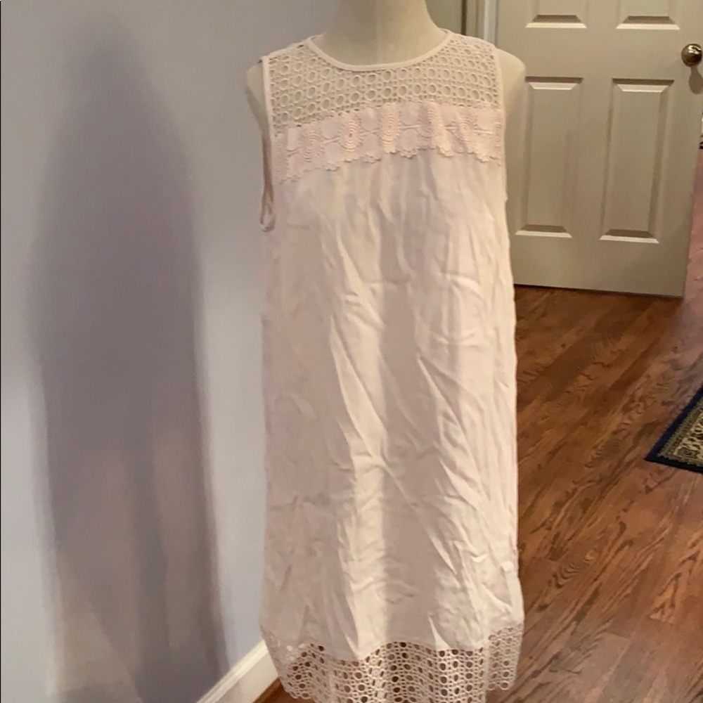 Loft pale pink lace detailed dress